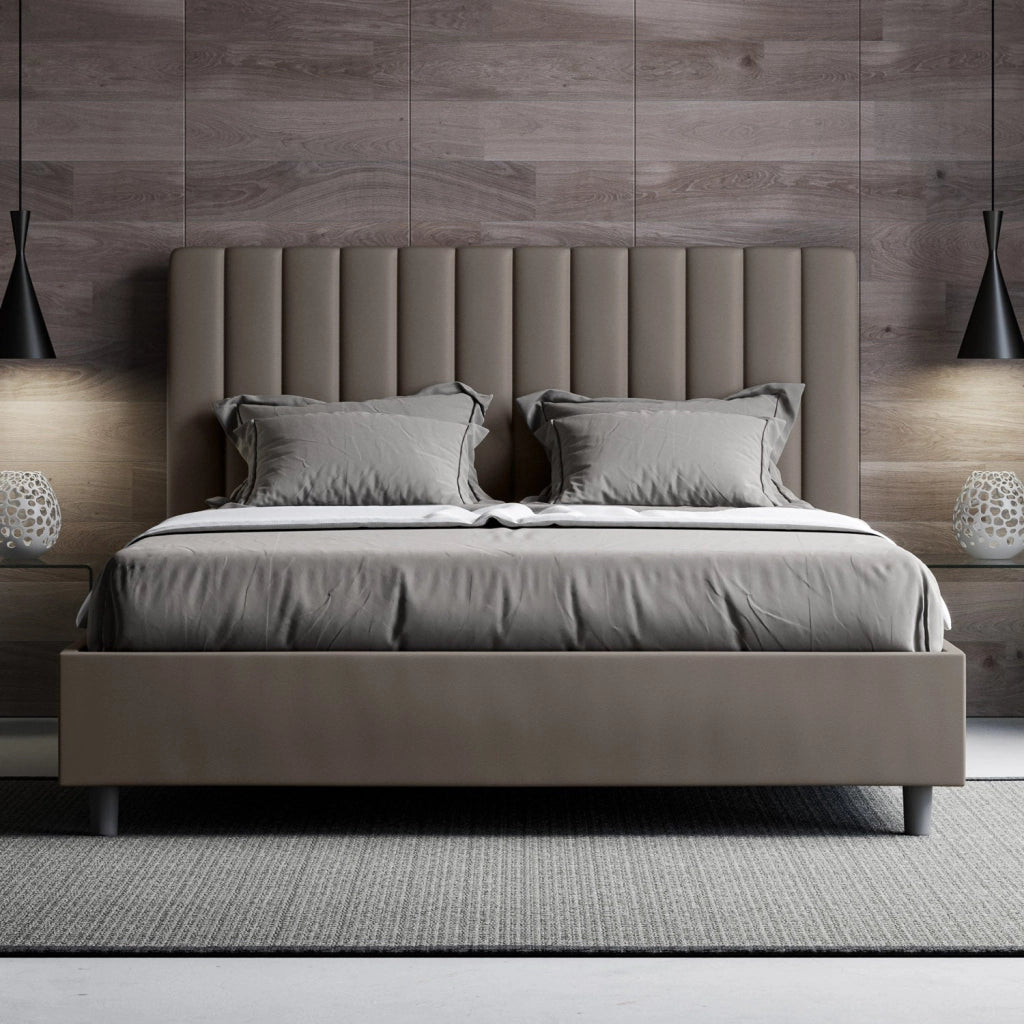 Letto Matrimoniale Francese 140x190 cm con Rete Agueda Cappuccino