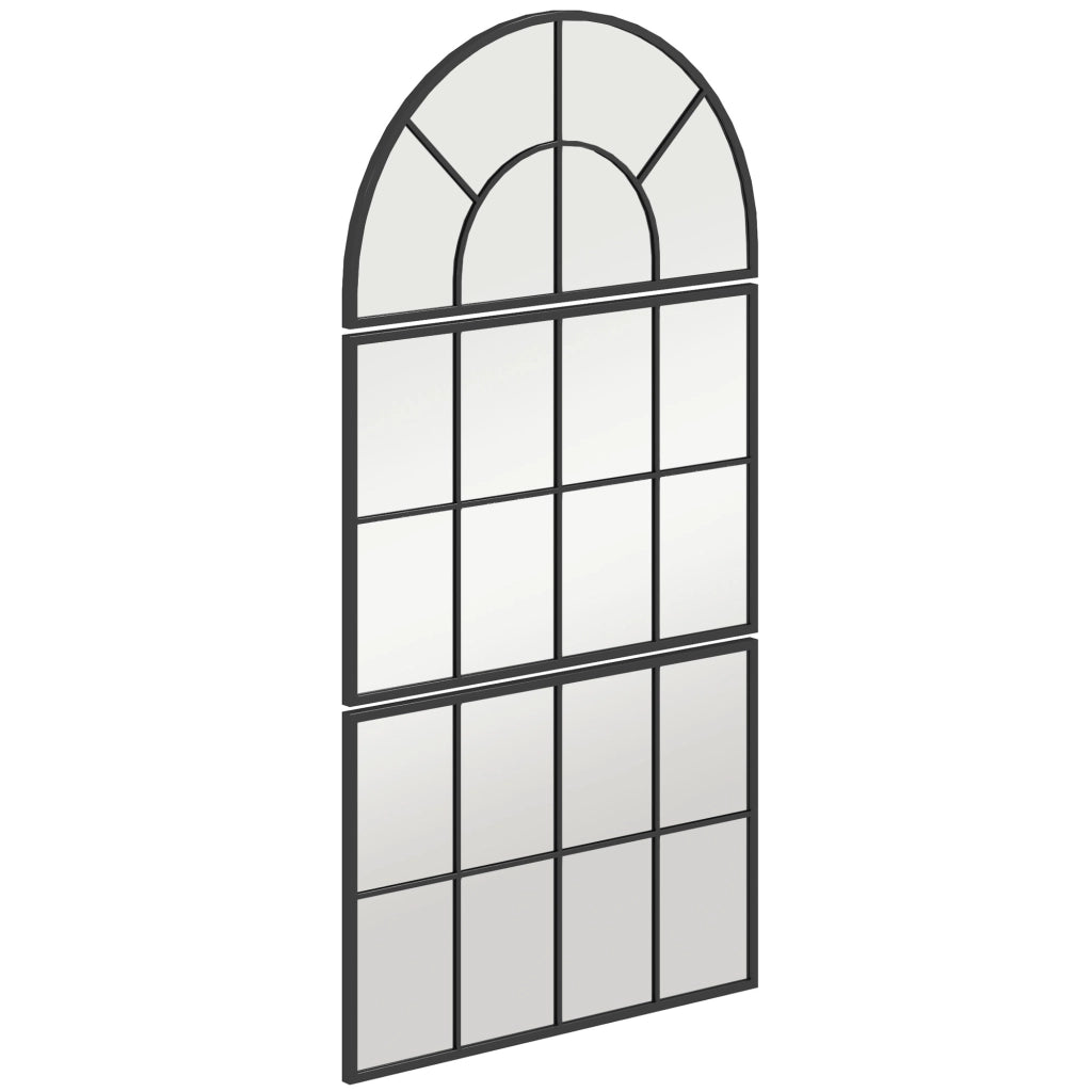 Specchio da parete stile finestra in metallo nero a 3 elementi 76 x 53 cm decorativo e robusto per soggiorno camera da letto