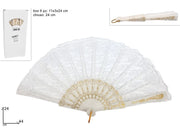 Set 6 Pezzi Ventaglio Merlettato Bianco Matrimonio Chiesa 44 cm