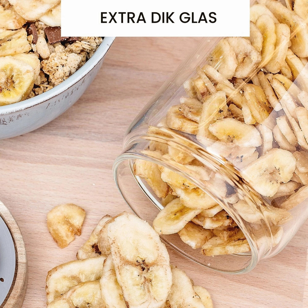 Set di contenitori per alimenti, 4 pezzi, in vetro borosilicato, capacità: 1000/700/500/300 ml
