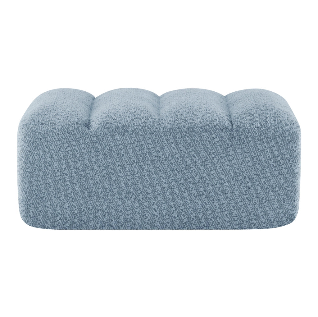 Divano senza telaio con pouf laterale in pile granulare blu - Design modulare per soggiorno