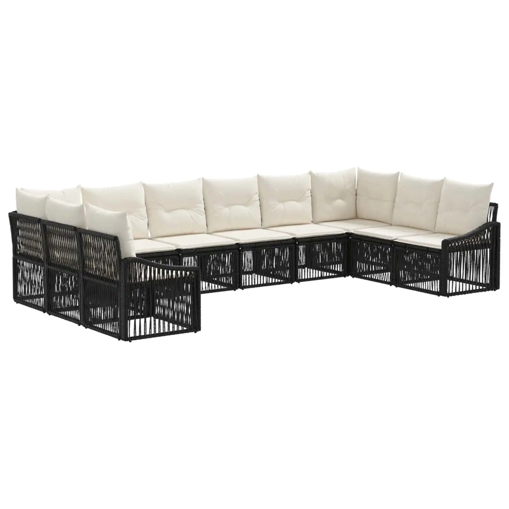 Set Divano da Giardino 10 pz Nero polyrattan 3436114