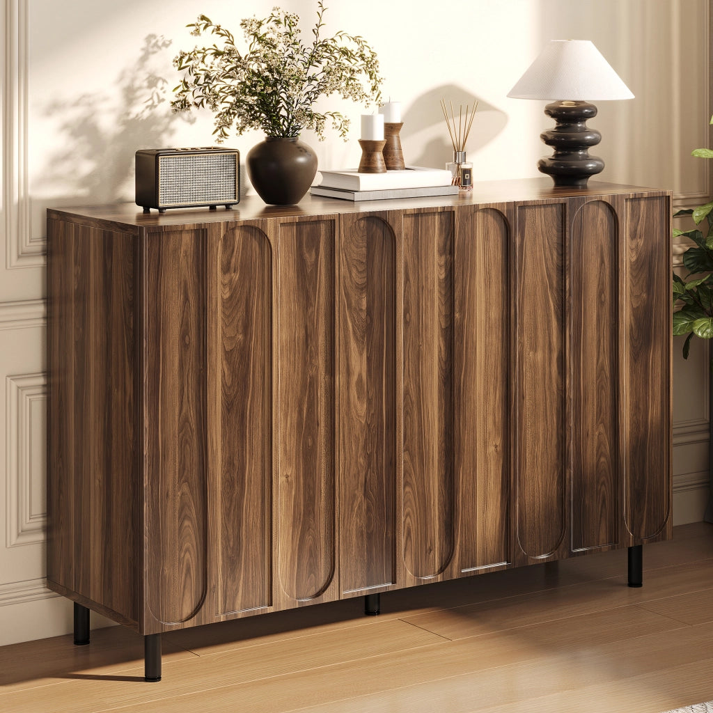 Credenza 120x37x80 cm porta scarpe con ripiani regolabili in MDF e pannello truciolare noce