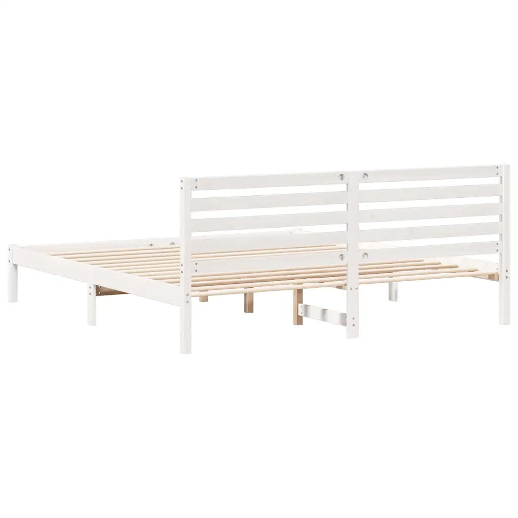 Struttura del letto-Giroletto-Rete del Letto Bianco 200 x 200 cm Pino massello 721590