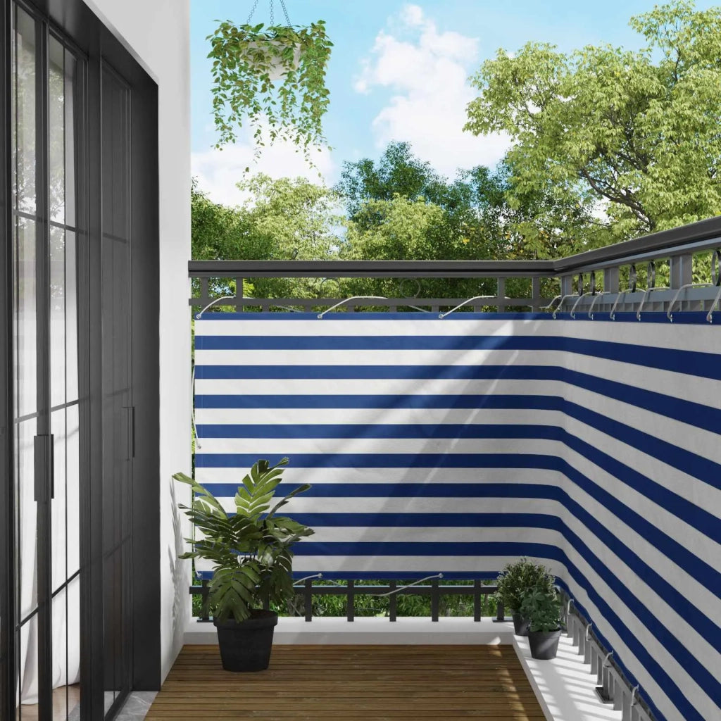 Schermo da balcone-Pannello per balcone Blu e Bianco 110 x 500 cm Tessuto Oxford