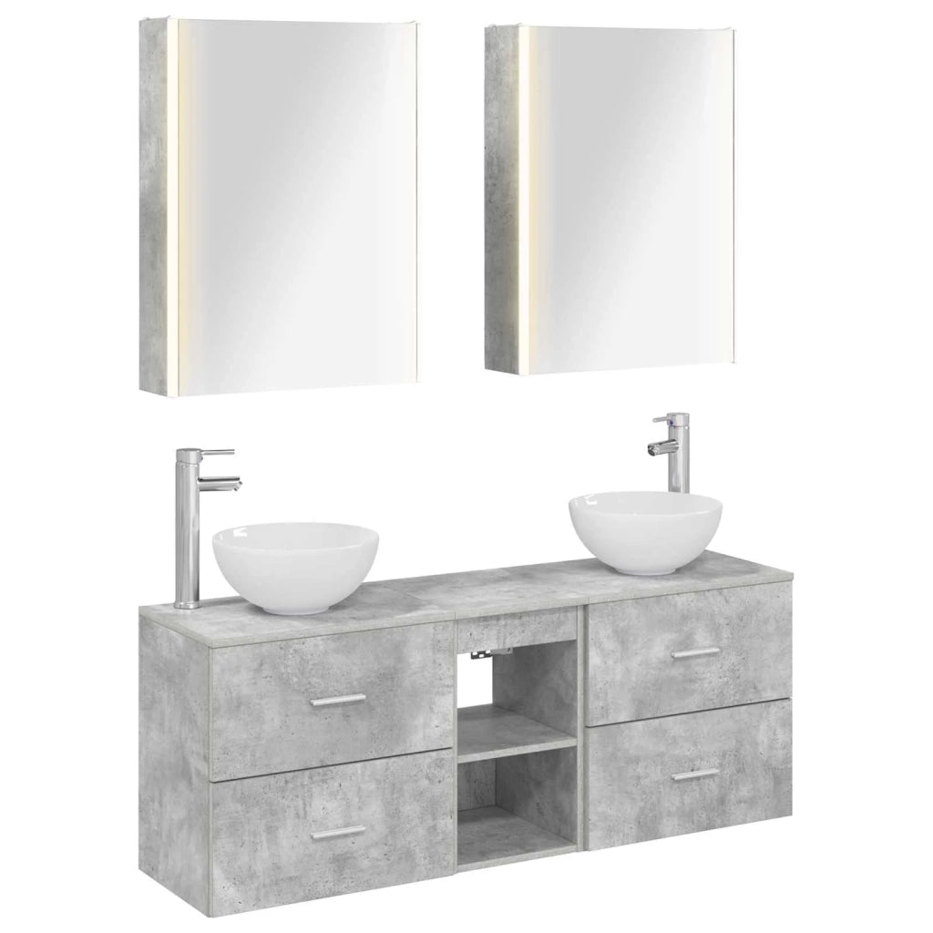 Set di Armadi da Bagno 5 pz Grigio Cemento Legno ingegnerizzato 3406690