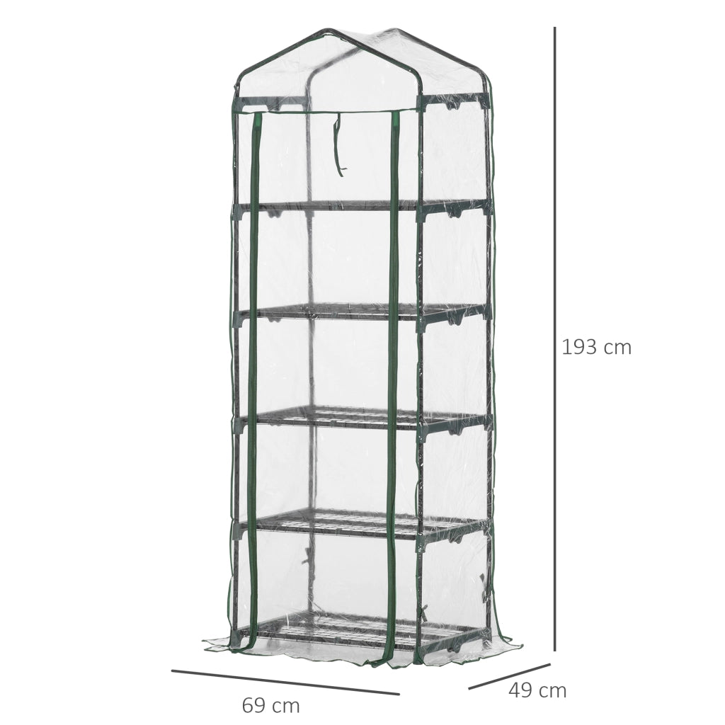 Serra da Giardino con Scaffali 5 Livelli ¨C Xylo ¨C PVC Trasparente 69x49x193cm