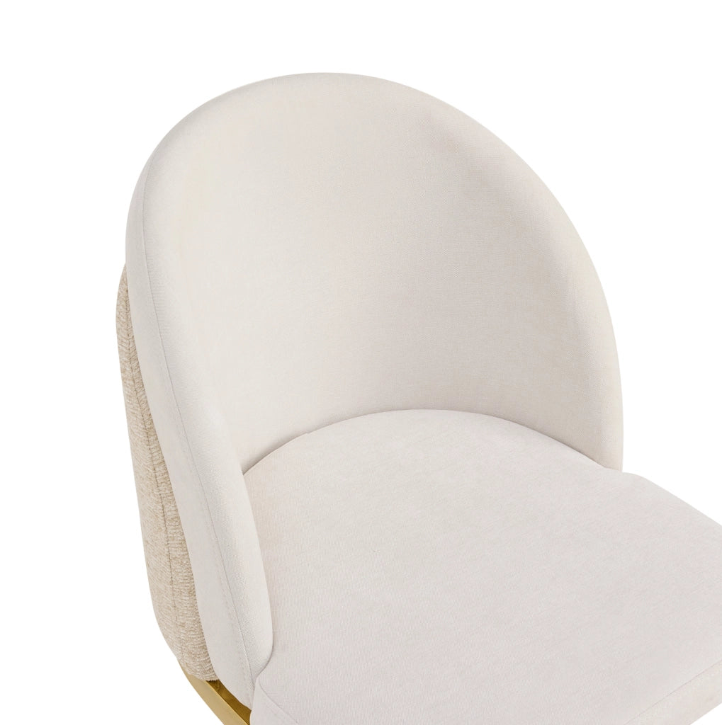 Set 4 sedie da pranzo in ciniglia beige con gambe dorate in metallo HOMVRA