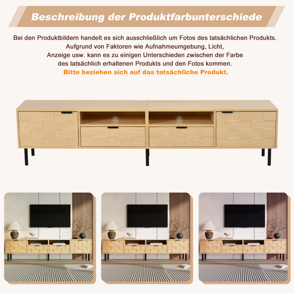 Cassettiera TV Naturale in MDF e Truciolare 200 x cm