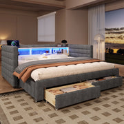Divano letto 90 × 190 cm con apertura a 180 gradi; due cassetti; vani portaoggetti; LED; USB e USB-C grigio
