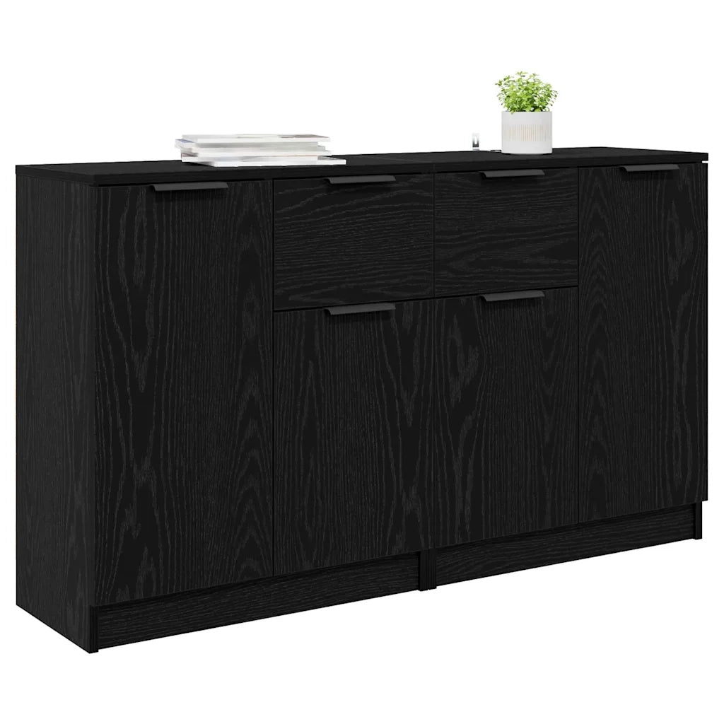 Credenza | Sideboards 2 pcs Rovere Nero 60 x 30 x 70 cm Legno multistrato