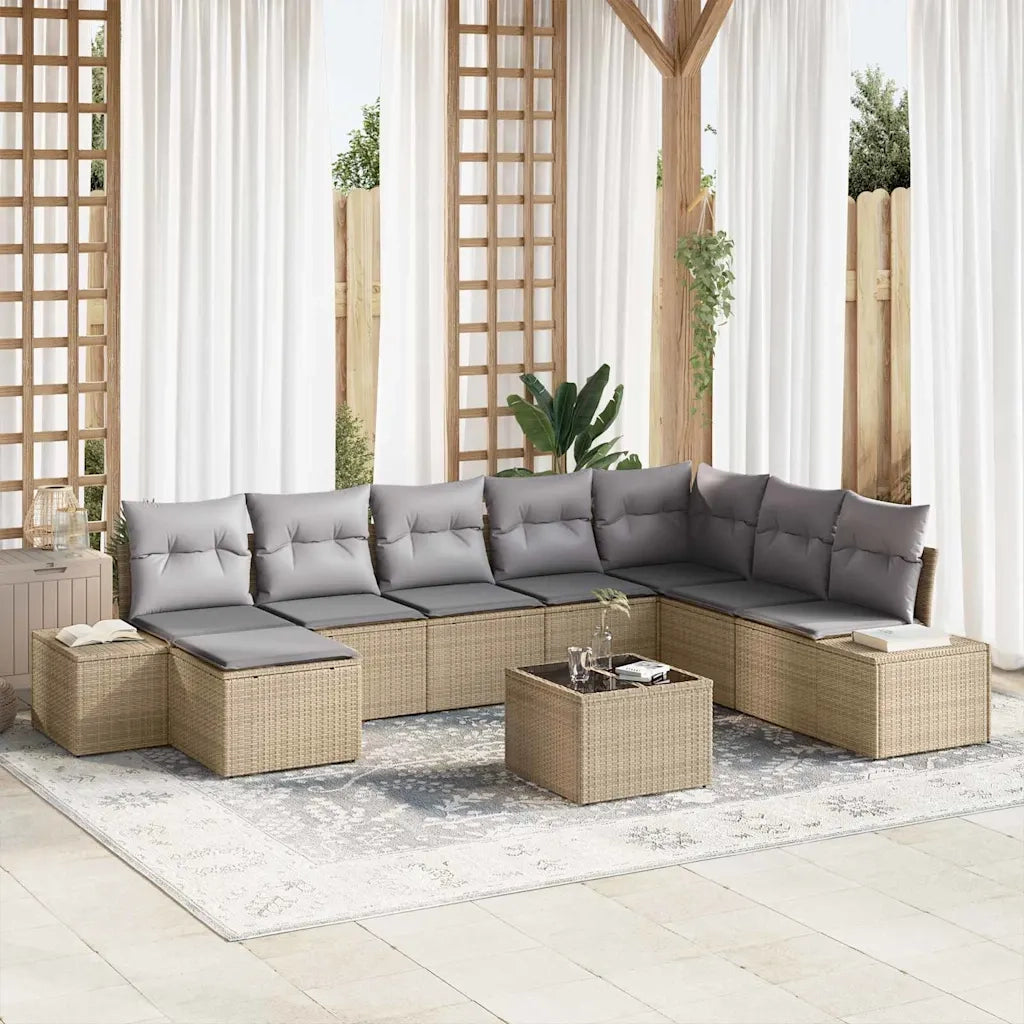 Set Divano da Giardino 8 pcs Beige e Grigio Chiaro polyrattan 3355859