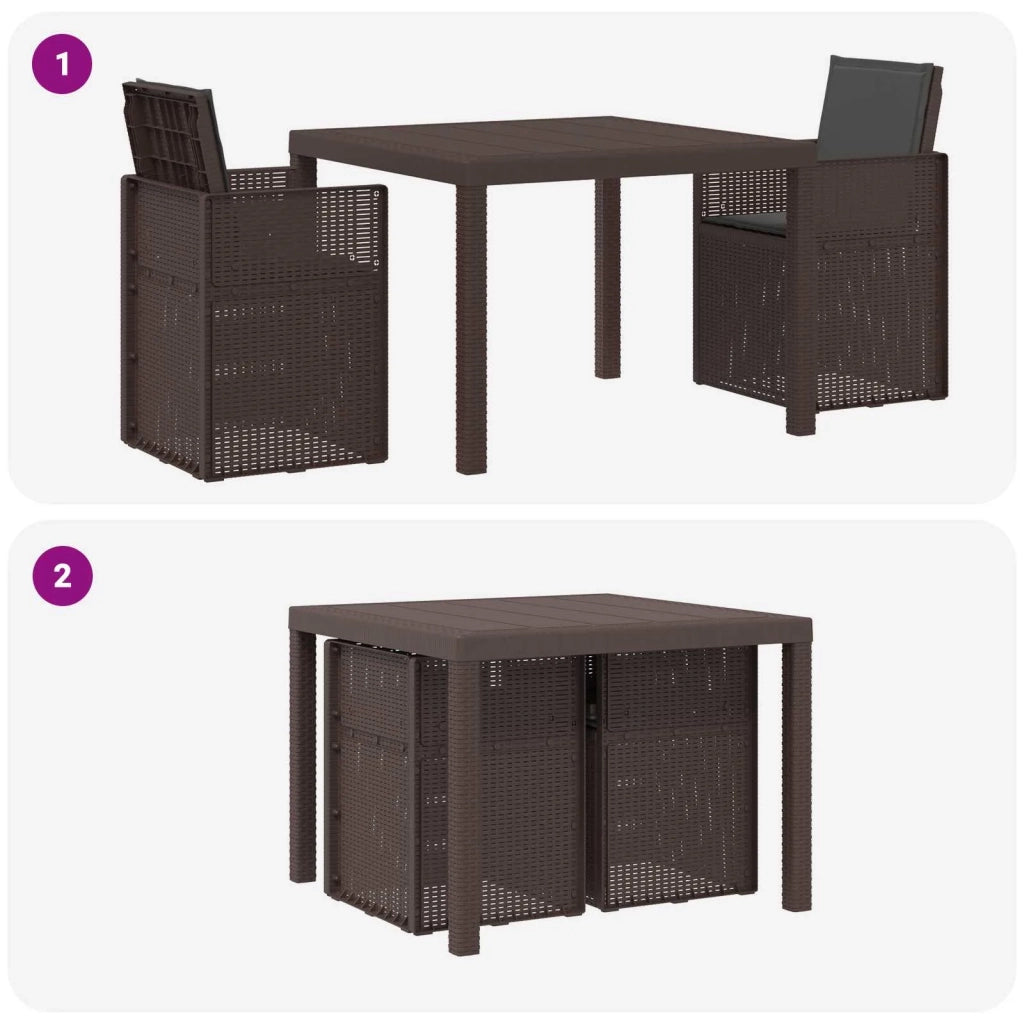Set da Pranzo per Giardino 3 pcs Marrone e Antracite PP 3430044