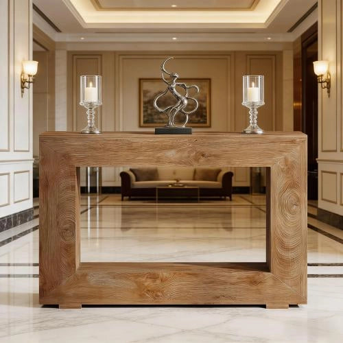 Consolle con spazio contenitore in pannello truciolare marrone stile rustico per ingresso e soggiorno