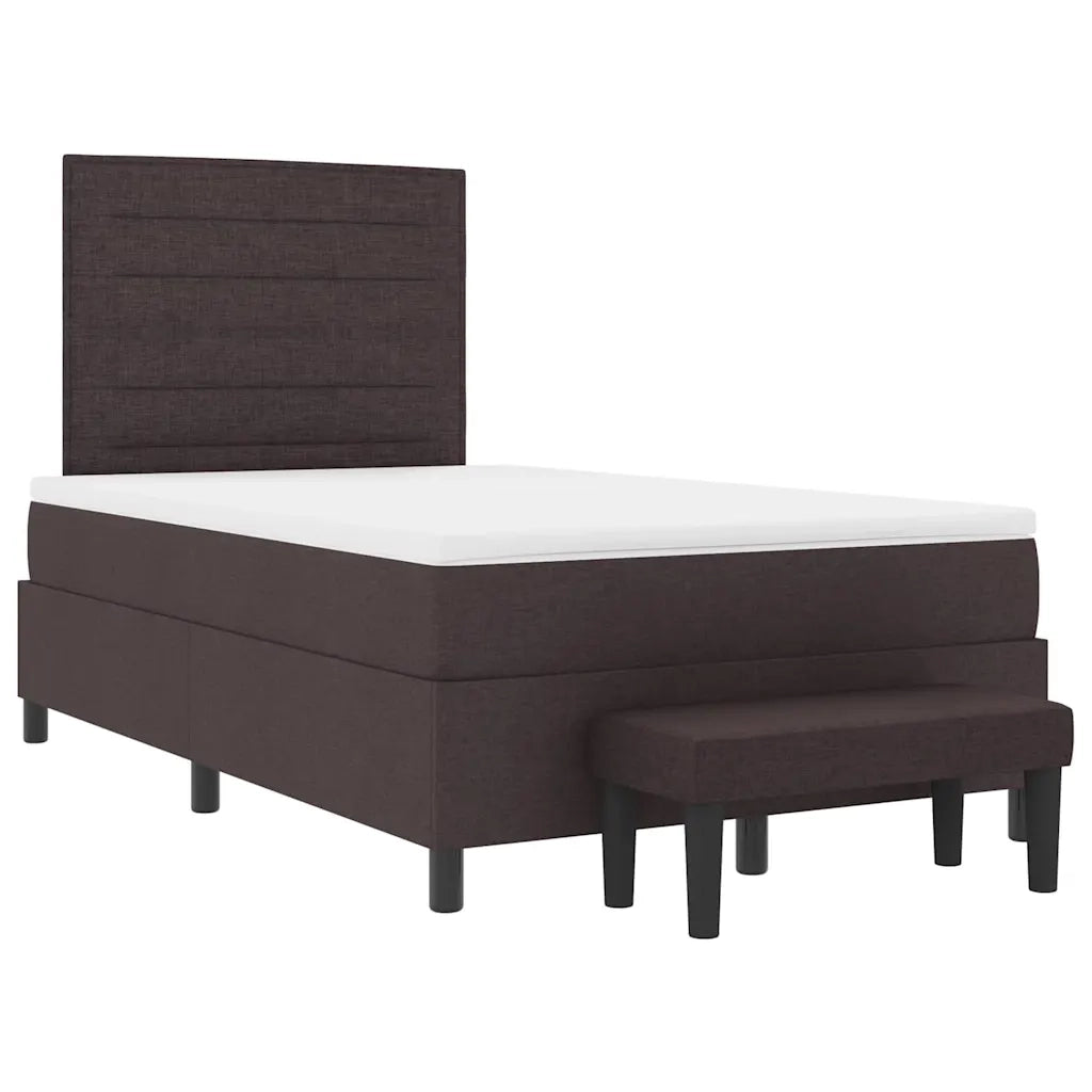 Letto a molle con materasso Marrone Scuro 120 x 190 cm Tessuto