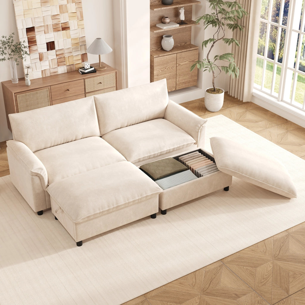 Divano Modulare con Contenitore; Beige