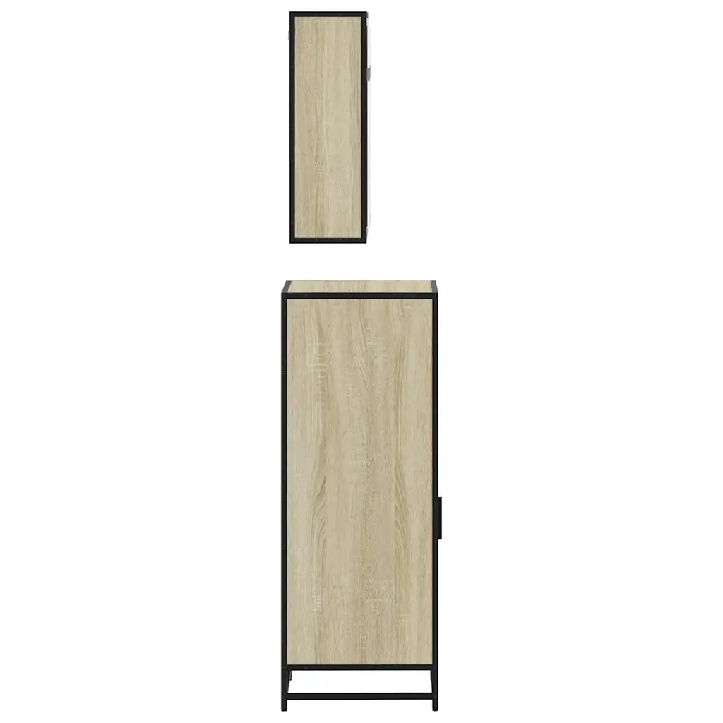 Set Mobili da Bagno | Armadio da bagno 3 pz Rovere Sonoma in Legno Multistrato