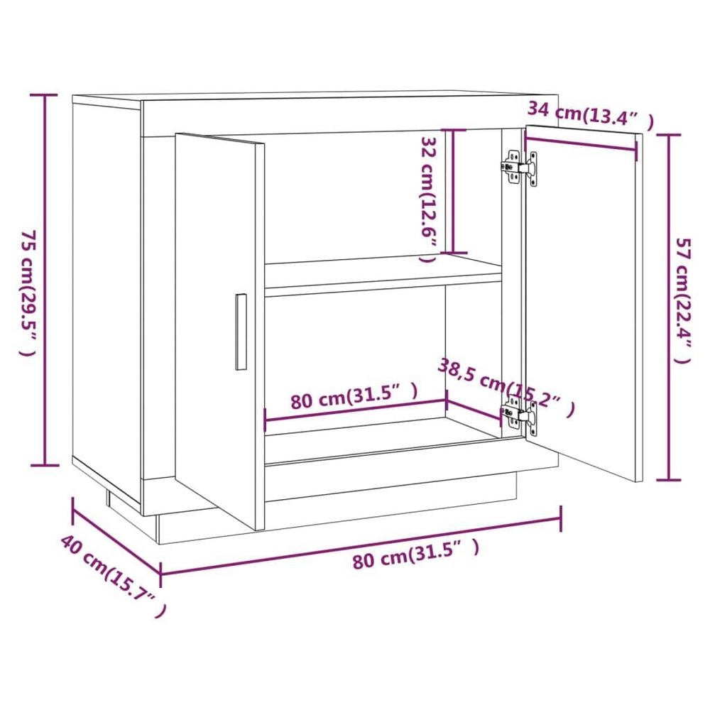 Sideboard White 80x40x75 Cm Wood-based Material