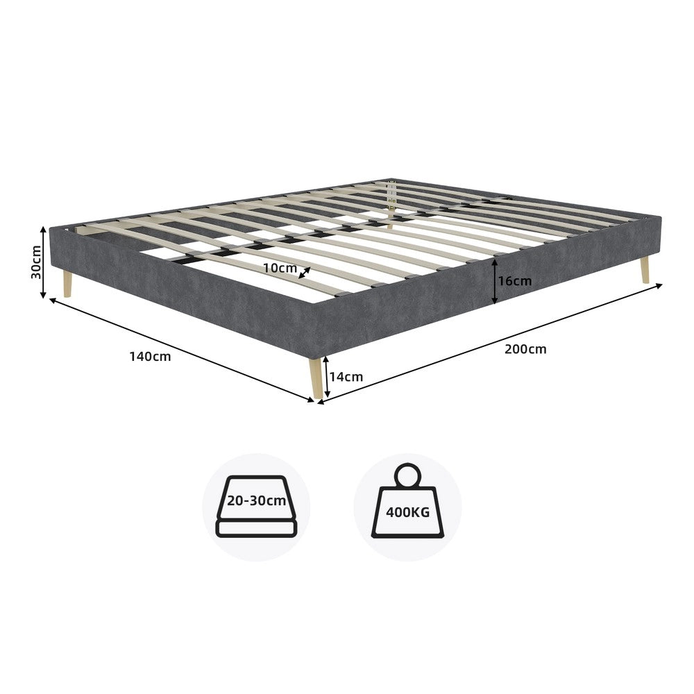 Letto Matrimoniale in Velluto ¨C Xylo ¨C Grigio, 140x200, Senza Testiera