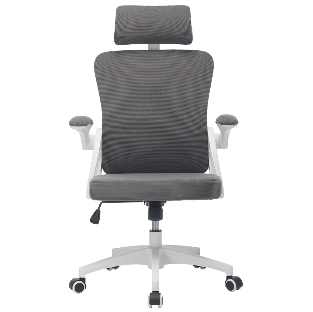 Sedia da ufficio ergonomica grigia con schienale in rete