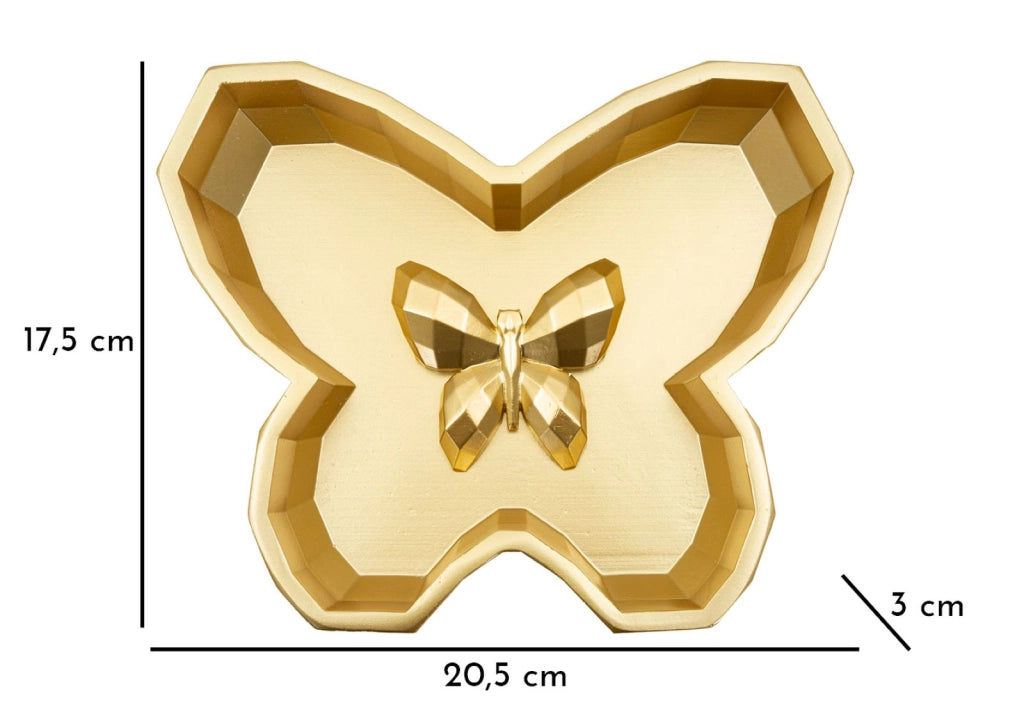 Svuotatasche Butterfly 20,5x17,5x3 cm in Resina Oro