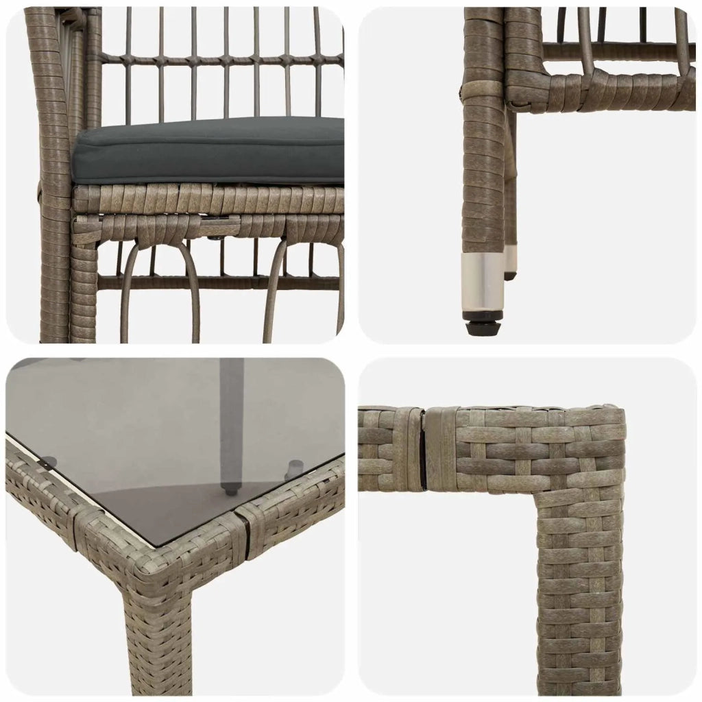 Set da pranzo per esterni 9 pz Grigio polyrattan 3448943