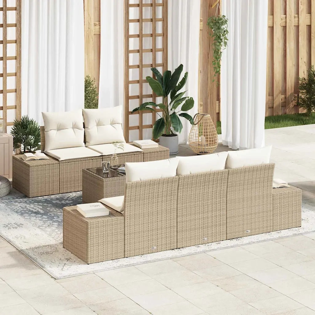Set Divano da Giardino con cuscino Beige polyrattan 3346941