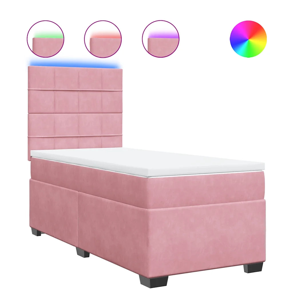 Giroletto a Molle con Materasso Rosa 80x200 cm in Velluto