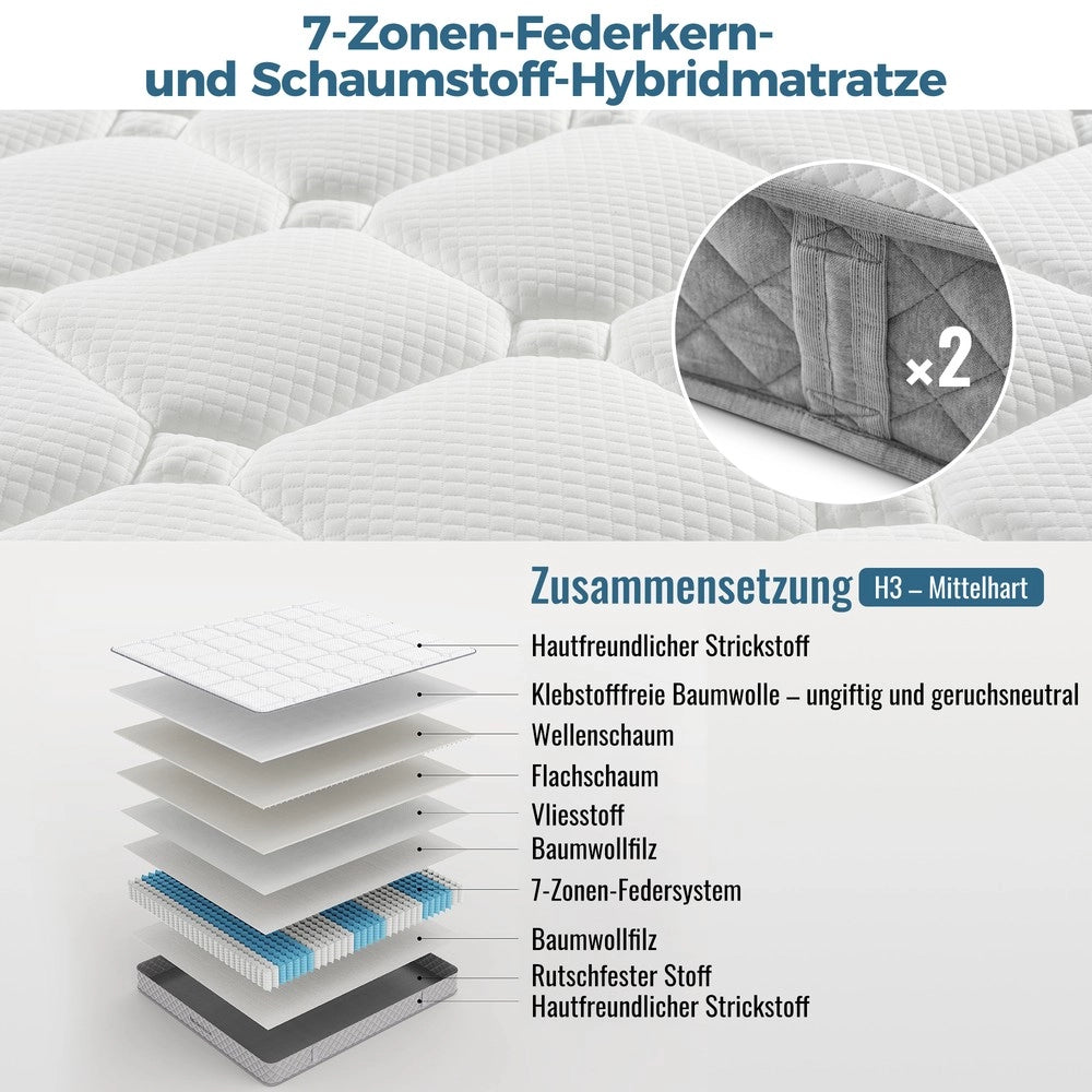 Letto Contenitore Imbottito con Materasso ¨C MINIMAL ¨C Beige, Idraulico, USB, 180x200