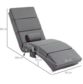 Poltrona Relax Elettrica con Funzione Massaggio, Schienale Alto, Telecomando, 5 Modalità, Cuscino, Grigio Scuro