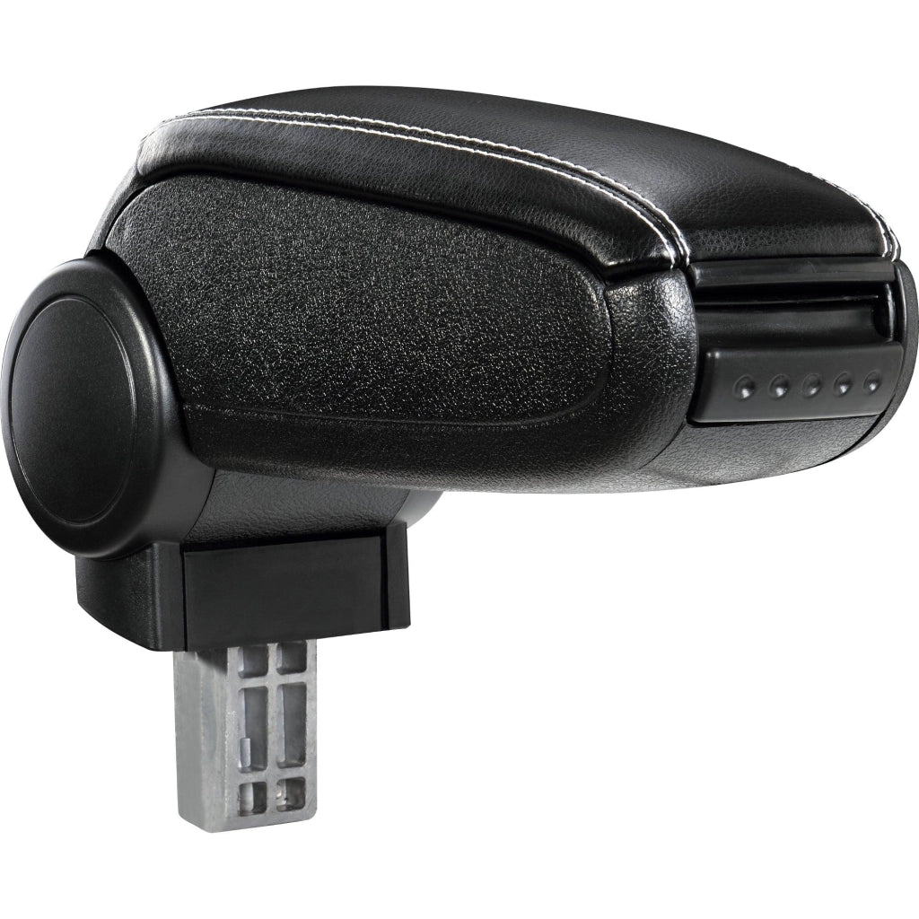 Bracciolo centrale per Opel Astra G con scomparto imbottito in similpelle nera con cuciture bianche 03_0000551