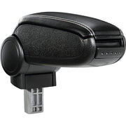 Bracciolo centrale per Opel Astra G con scomparto imbottito in similpelle nera con cuciture bianche 03_0000551