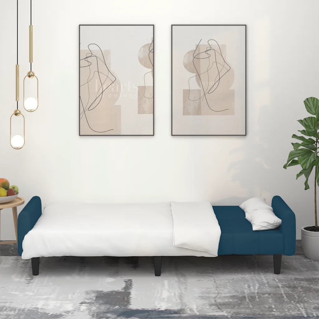 Divano letto | Sof¨¤ letto | Letto singolo a 2 Posti Blu in Velluto