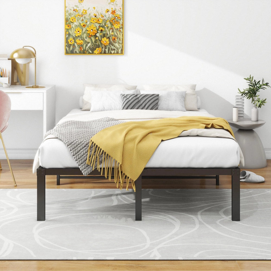 Struttura letto 120 × 200 cm in metallo nero con doghe in acciaio; spazio sottostante di 31 cm; portata 200 kg