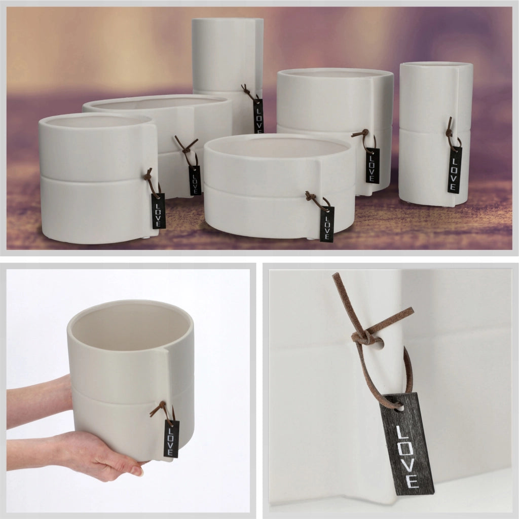 Vaso da fiori in ceramica KADAX, rotondo, grigio, 17 cm