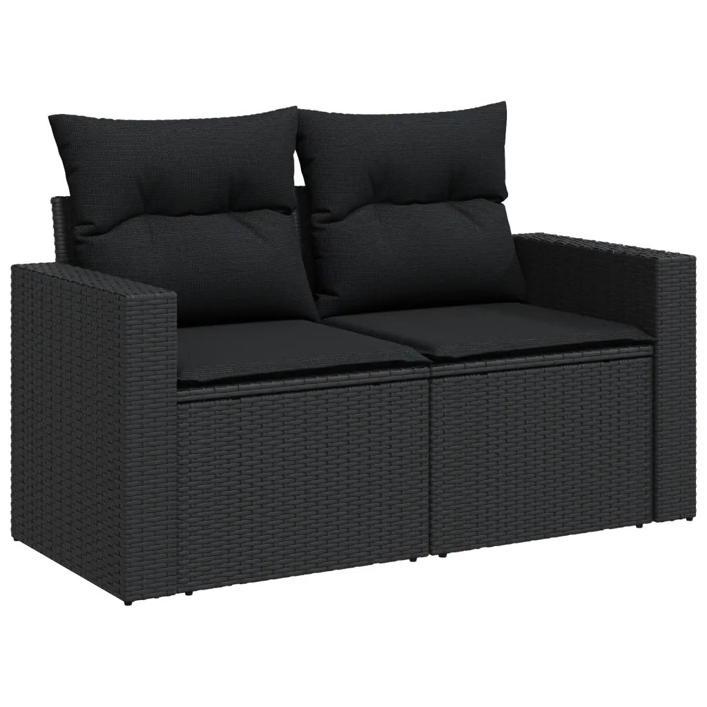 Set Divani da Giardino 11 pz con Cuscini in Polyrattan Nero 3228905