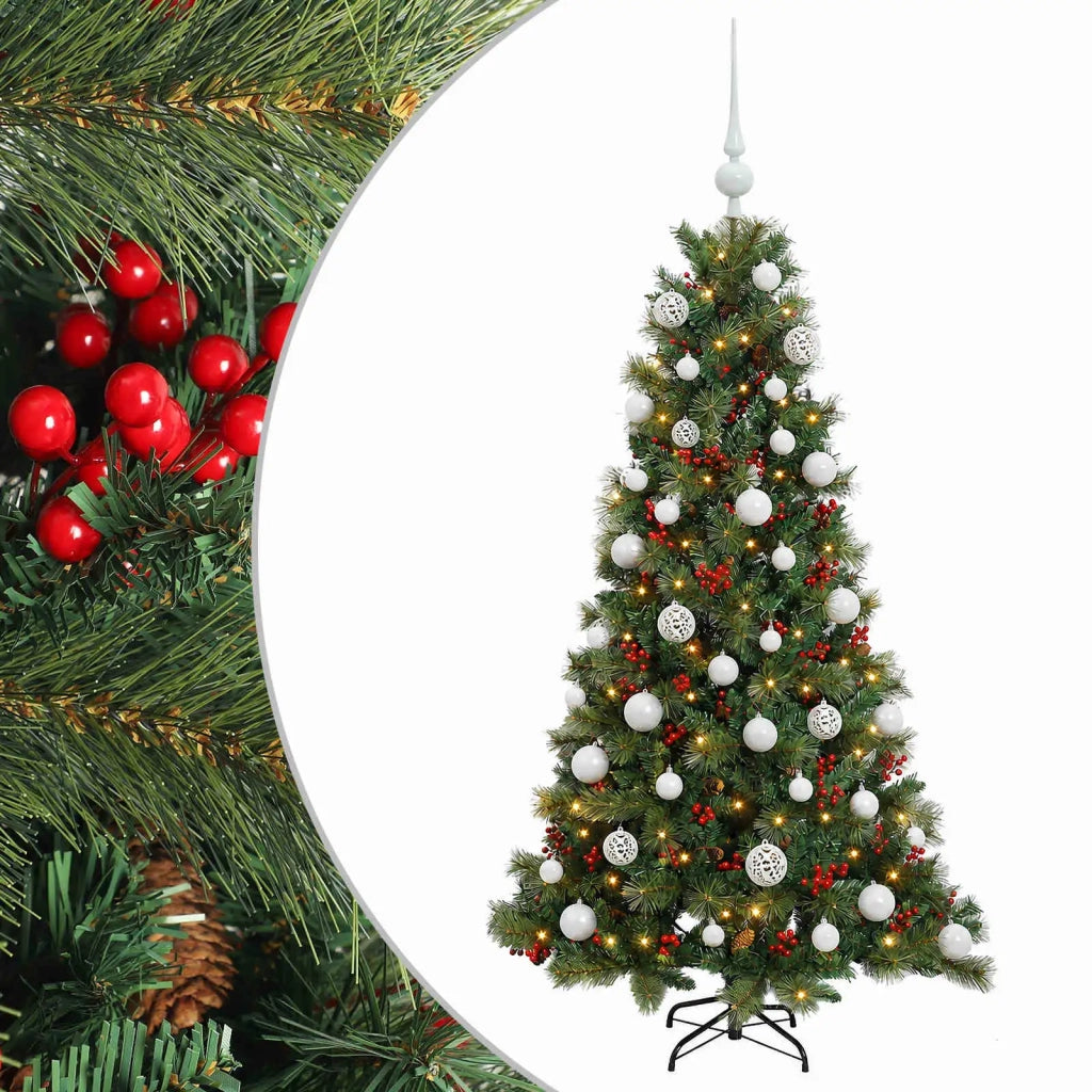 Albero di Natale artificiale con palline 120 cm 150 LED 3466079