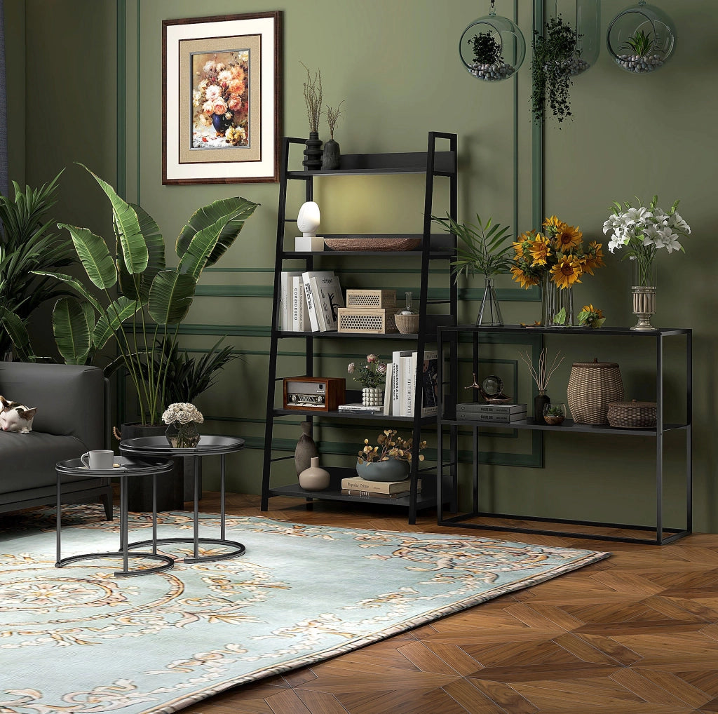 Consolle ingresso 90x30x75 cm nera - 2 ripiani con anti-ribaltamento