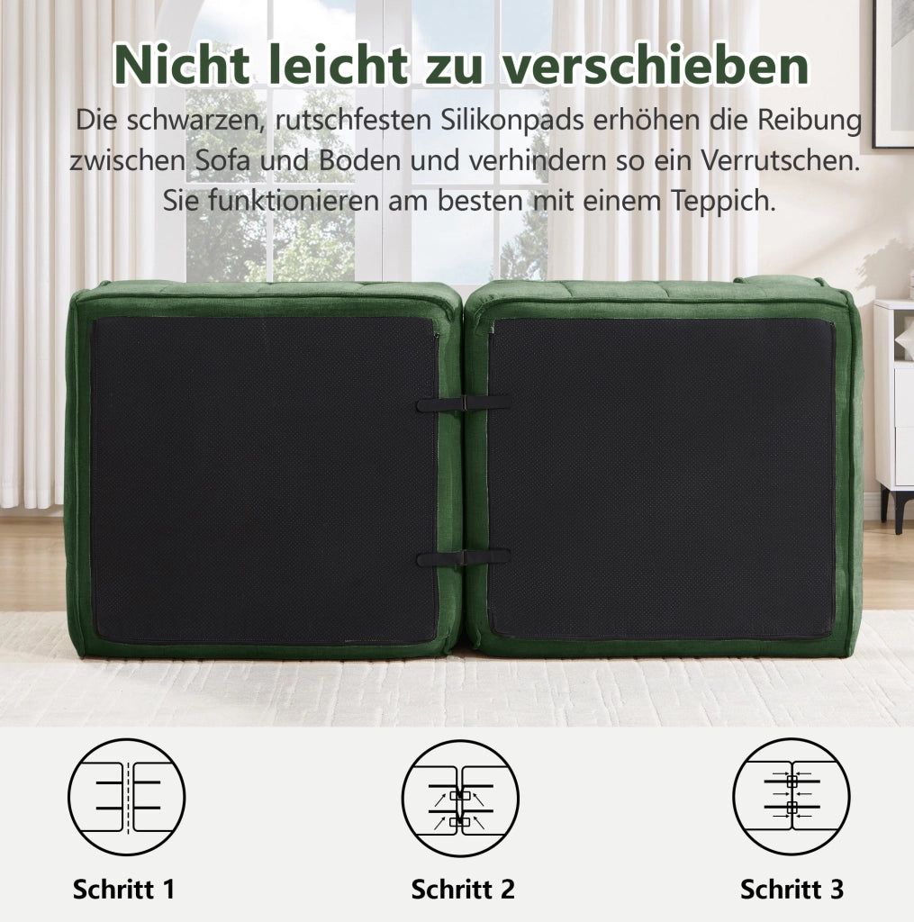 DIVANO Modulare Angolare con Pouf 198x162x67 cm Poliestere Verde