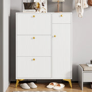Scarpiera 90x25x121 cm con ripiani regolabili in truciolare e MDF bianca