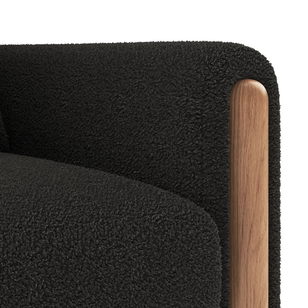 Poltrona lounge 87x83x88,5 cm con cuscini in tessuto teddy grigio scuro