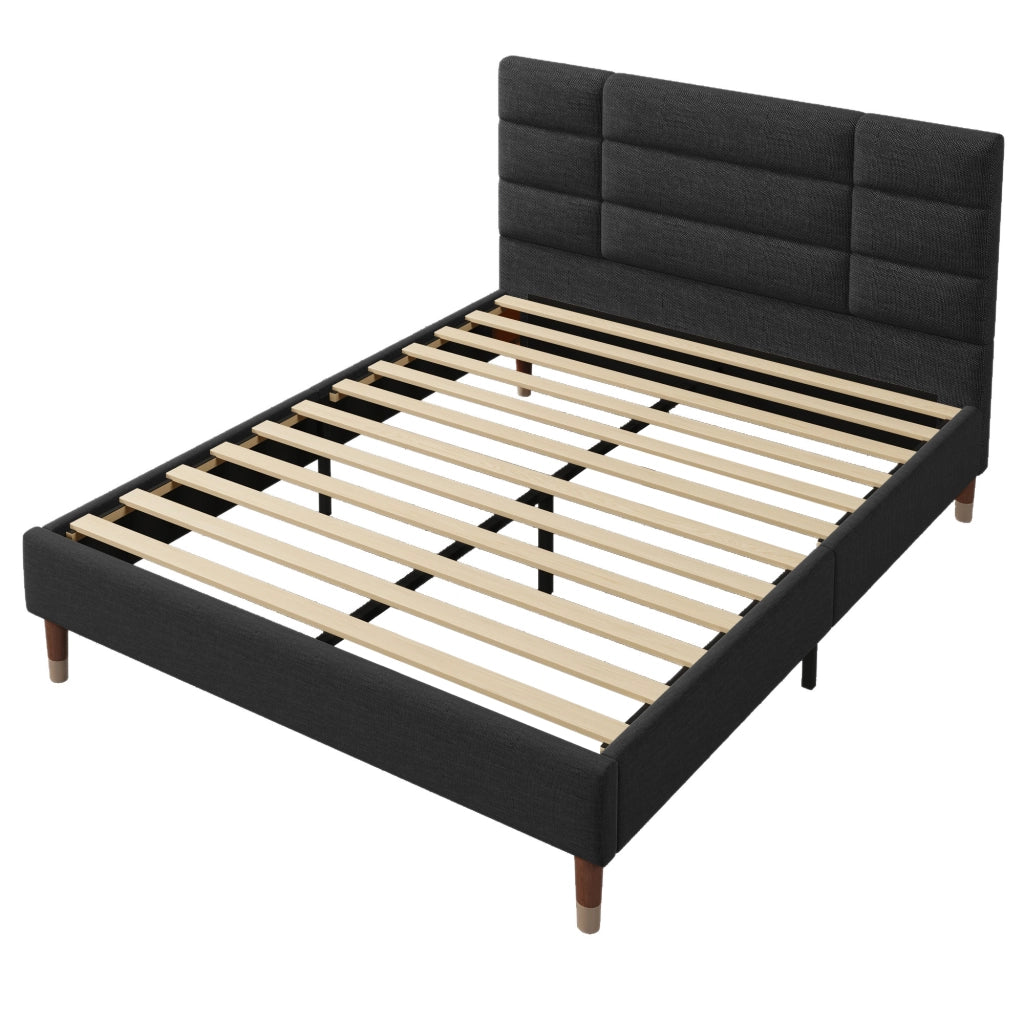 Letto matrimoniale imbottito 140x200 nero con materasso