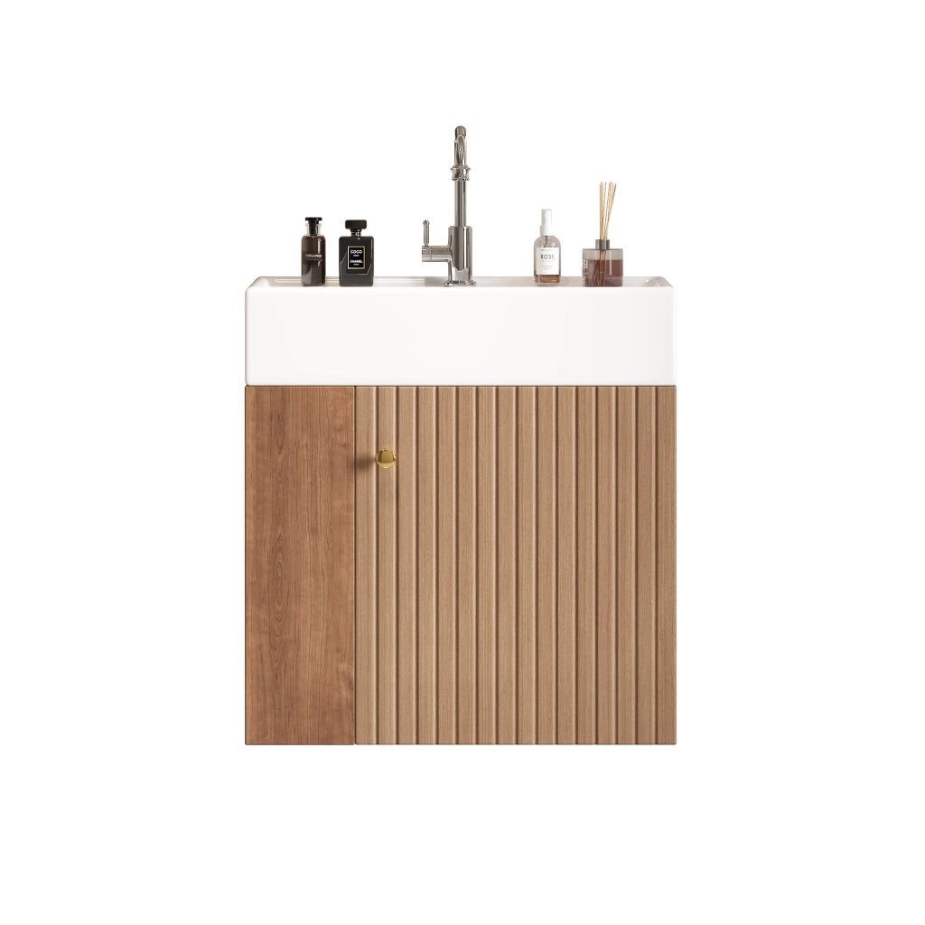 Mobile da bagno con lavabo e vani laterali - per bagno - in MDF - marrone