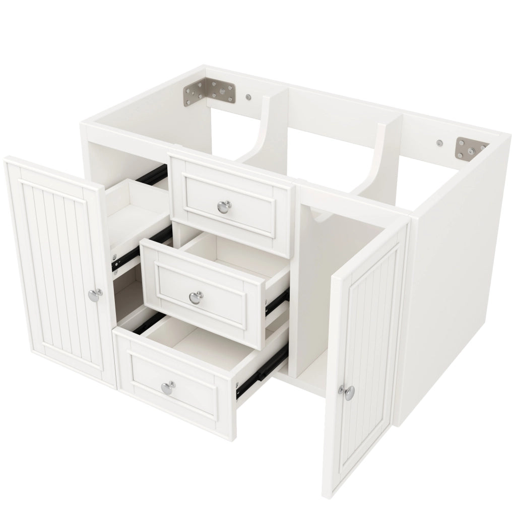 Mobile bagno sospeso 78;5x46 cm bianco MDF con lavabo e 3 cassetti