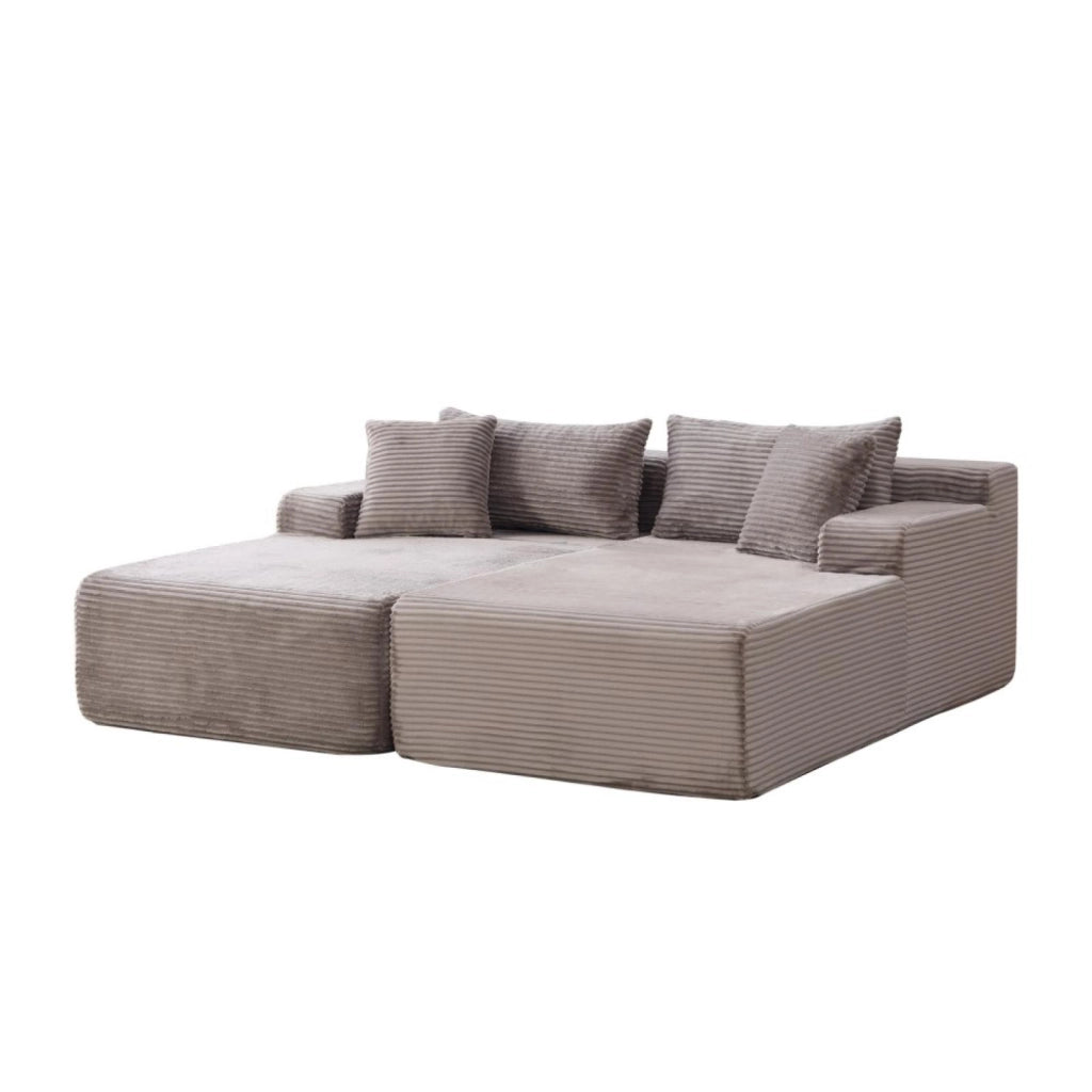 Divano modulare, divano compatto, divano in ciniglia, schiuma ad alta elasticità 30D, base antiscivolo, 2 posti, grigio