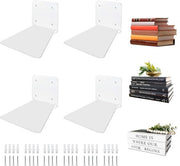 Libreria a muro sfalsata - moderno supporto per libri - 4 pezzi - bianco - metallo
