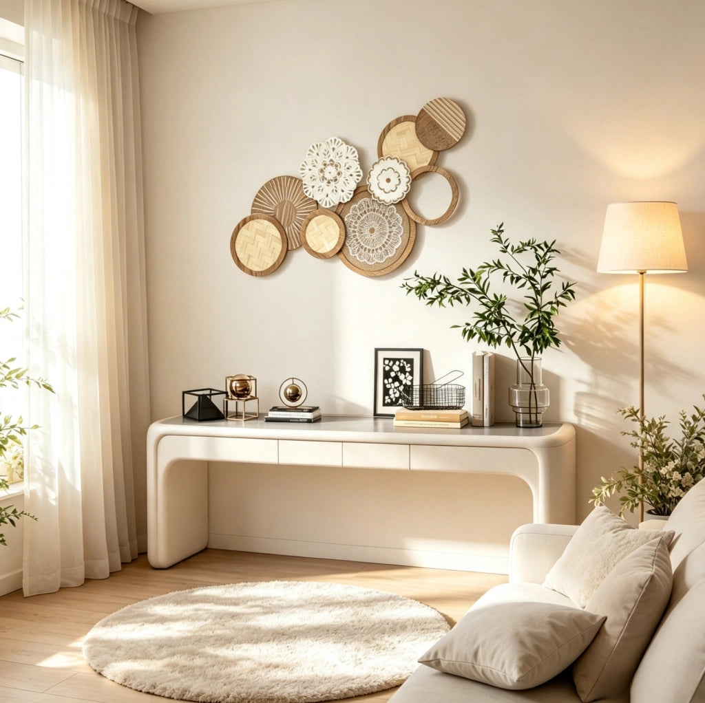 Decorazione murale 83,8 x 4,4 x 44,5 cm in MDF e legno naturale, preassemblata –