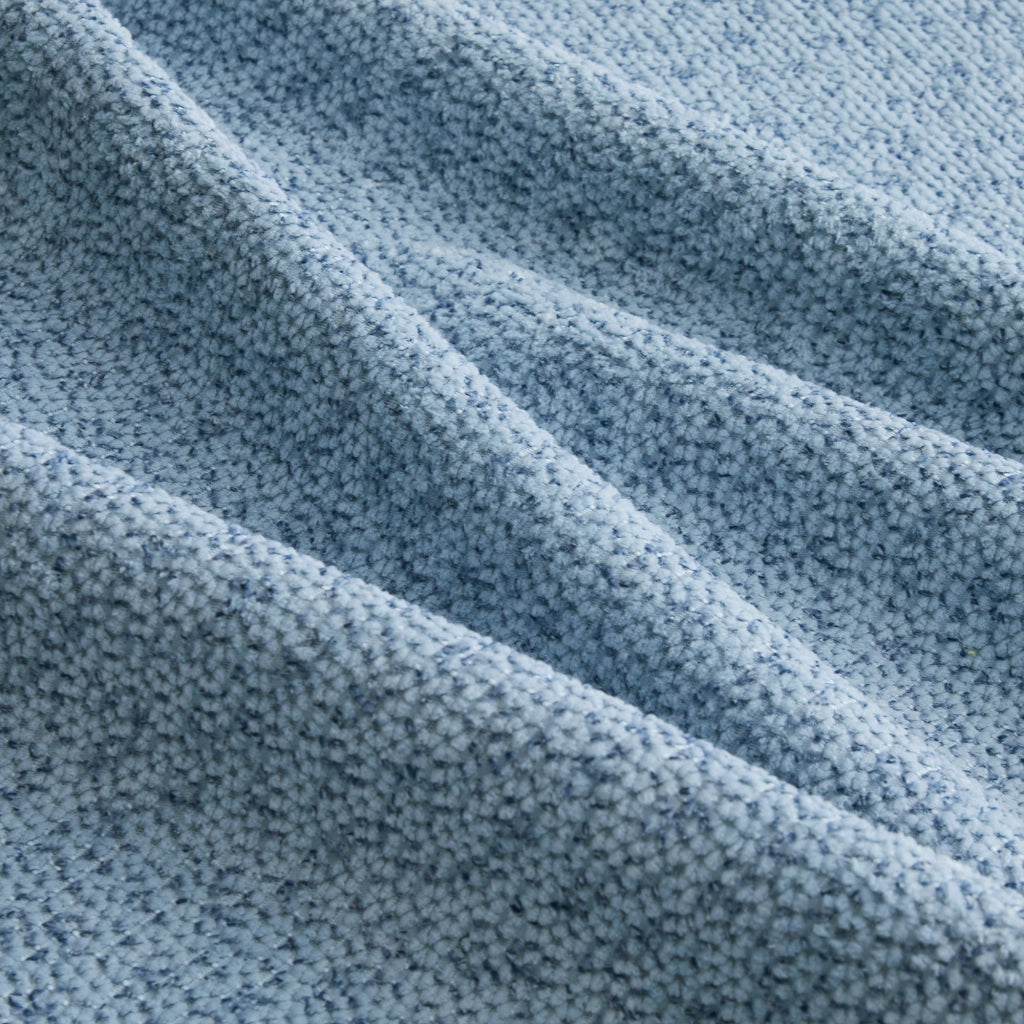 Poltrona Pouf Modulare con Reposapiedi in Fleece Granulato Blu
