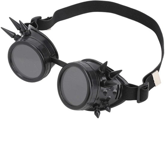 Occhiali da Sole Steampunk Vintage - Impermeabili - Nero - Occhiali da Ciclismo - Ideali per la Guida in Motocicletta e per la Pesca - Adatti per Adulti