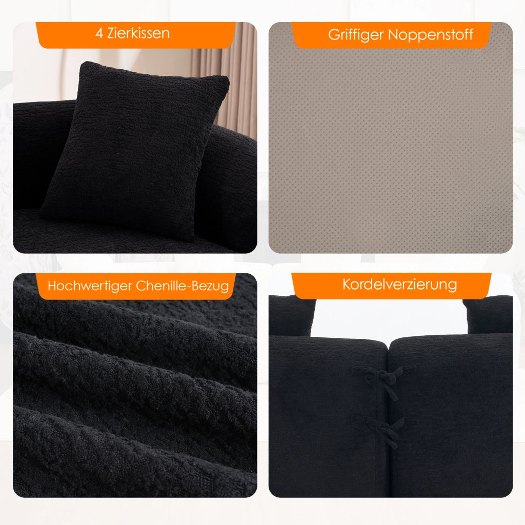 Divano modulare a 4 posti in chenille dalla forma curva configurabile per soggiorno e zona living